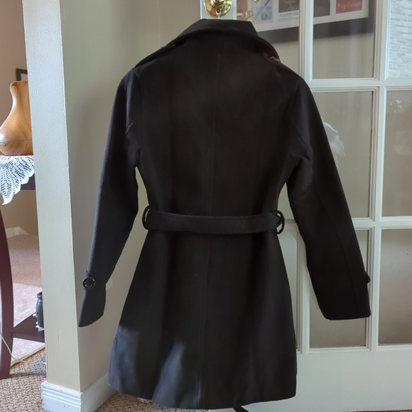 Women’s Black Wool Blend Belted Coat SZ S (New) - Picture 4 of 7